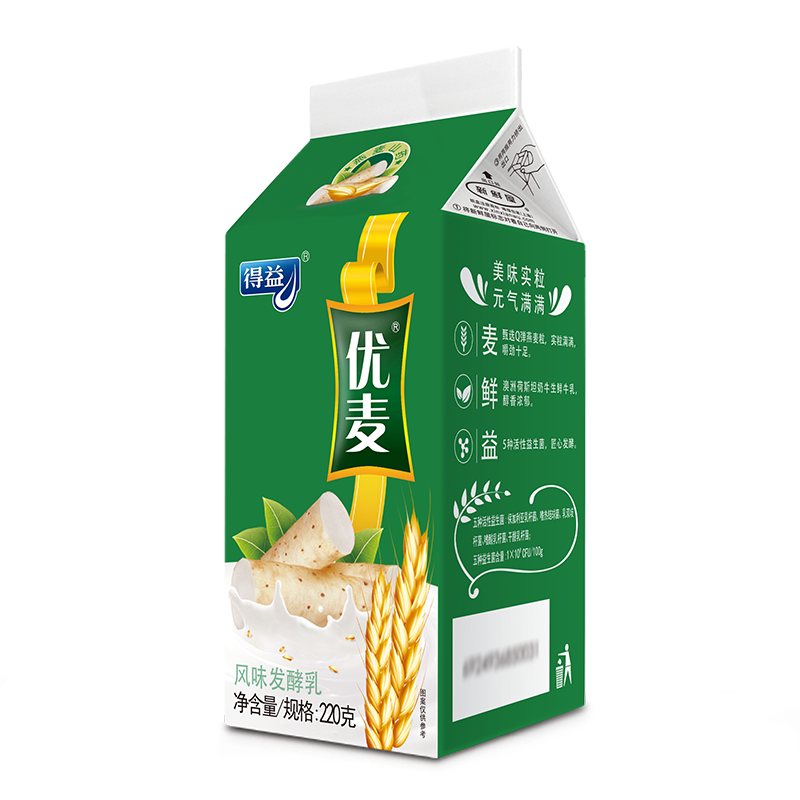 得益 优麦风味发酵乳酸奶 低温酸牛奶 燕麦谷物果粒酸奶 纸盒装 生鲜