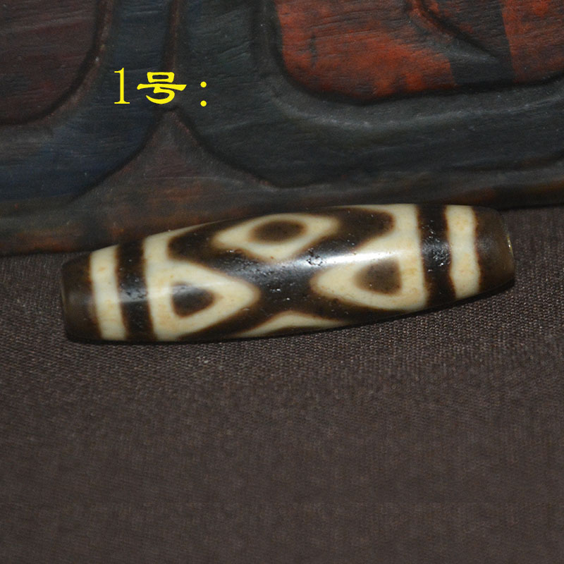 一北 西藏天然真品金刚莲花三眼天珠吊坠风化老料藏式项链手链锁骨链