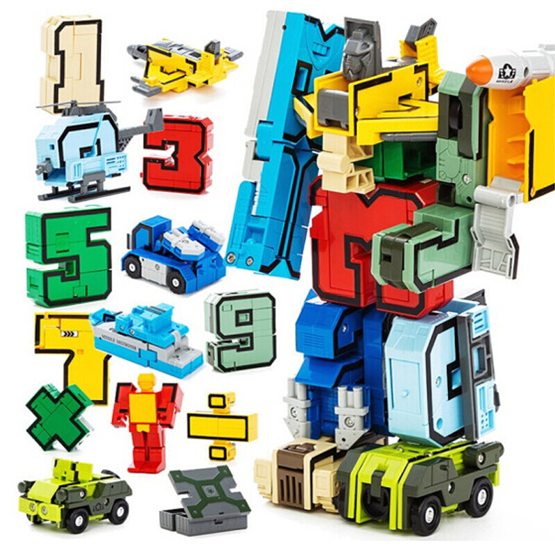 e-zhi六一礼物数字变形玩具儿童节男孩12岁生日礼物数字机器人8-14岁 数字机器人【10数字+5字符】彩盒