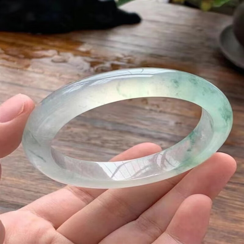 锦通 老坑冰种翡翠玉镯子通透水润缅甸a货飘花正贵妃玻璃种翡翠玉手镯