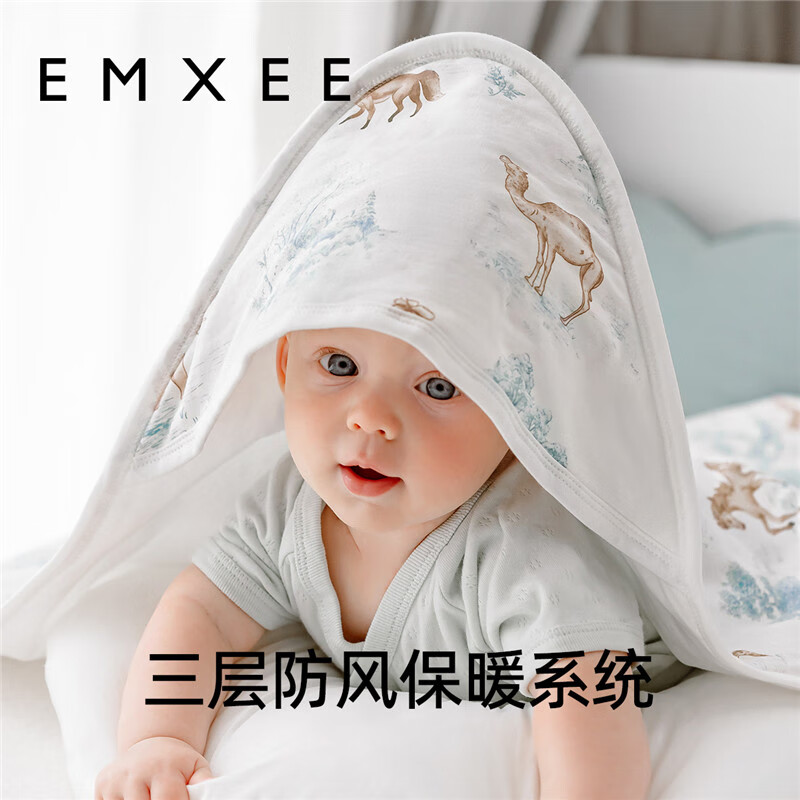 嫚熙（EMXEE）婴儿包被新生儿宝宝抱被四季纯棉防惊跳产房包单 【四季款】梦幻独角兽 室温18-26℃ 90×90cm