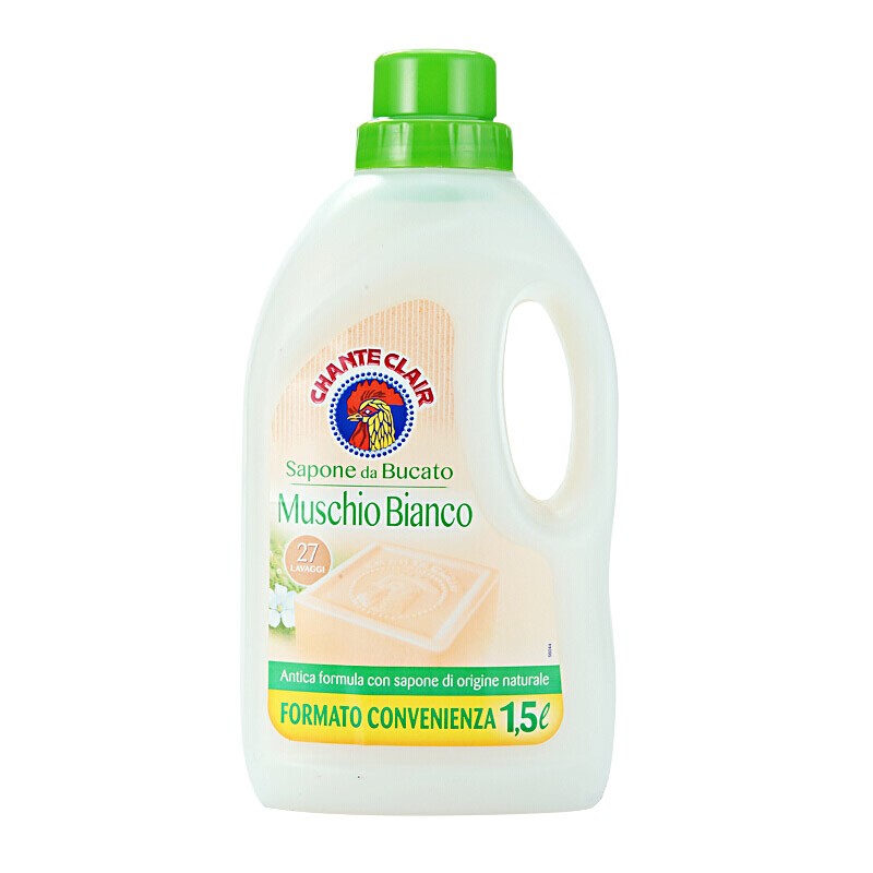 大公鸡管家CHANTECLAIR 马赛洗衣液 液态洗衣皂(白苔香) (意大利进口) 1500ml