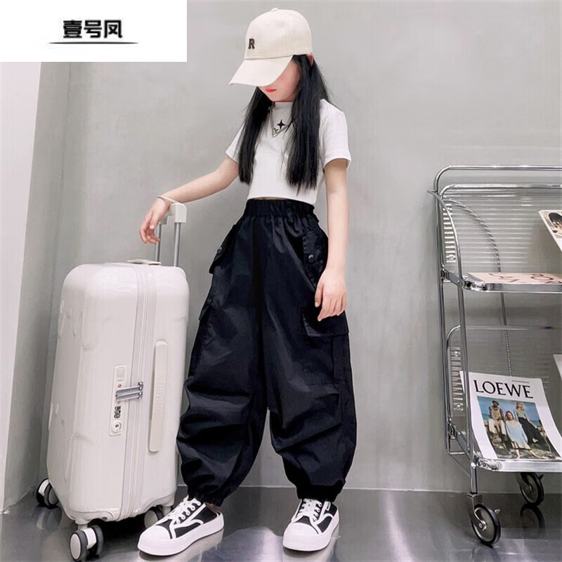 壹号凤儿童露肚子装女童爵士舞服装潮裤街舞时髦女孩夏季嘻哈街舞服