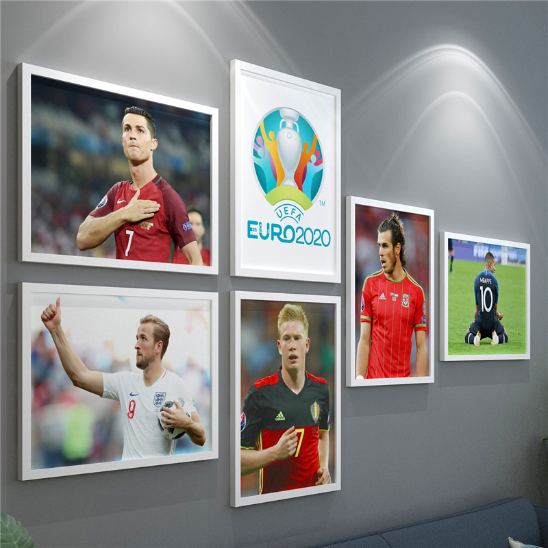欧洲杯足球英格兰队凯恩海报挂画 德国队装饰画西班牙葡萄牙壁画 2020
