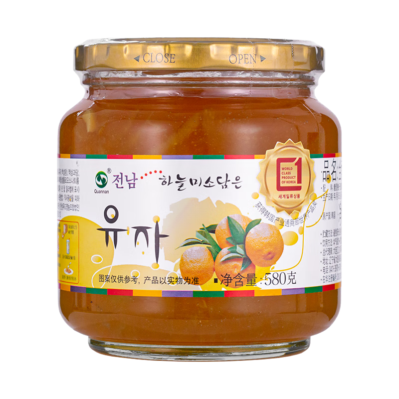全南韓國進(jìn)口蜂蜜柚子茶罐裝多口味水果味茶果醬冷熱沖泡水飲品 蜂蜜柚子茶580g