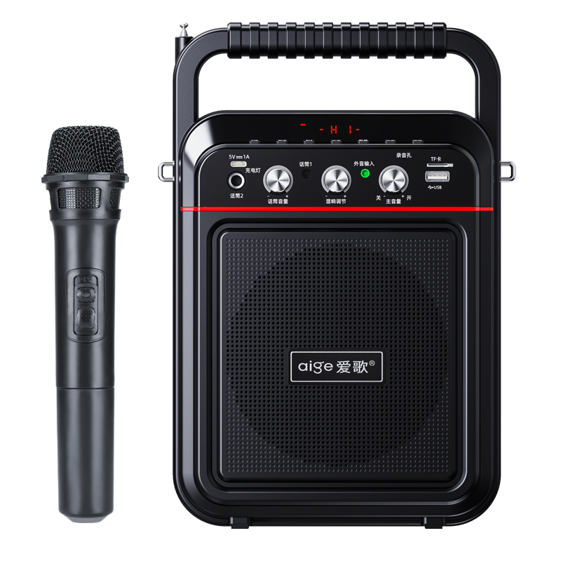 愛歌 S60戶外聲卡直播K歌廣場(chǎng)舞音響唱歌低音炮手提便攜式藍(lán)牙音箱帶無線話筒麥克風(fēng)演出大音量播放器 直播聲卡版+U段單話筒+U盤