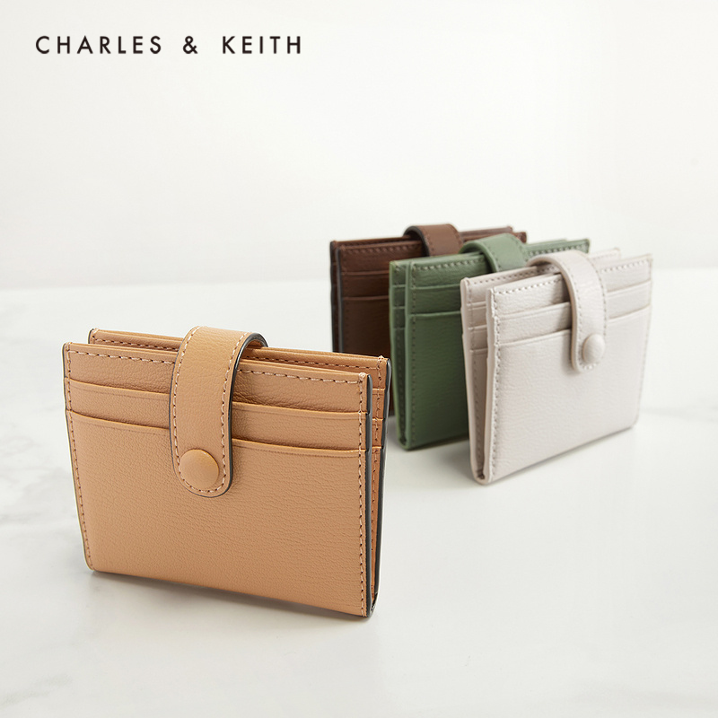 CHARLES＆KEITH2021春夏新品CK6-50701102-3包包女包搭扣迷你卡包 Nude肉色 XXS