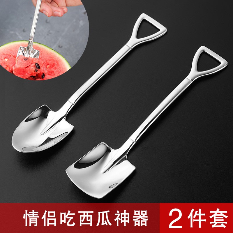 情侶吃西瓜專用勺神器 304不銹鋼創(chuàng)意大號網(wǎng)紅勺可愛wj 304情侶勺 10支裝