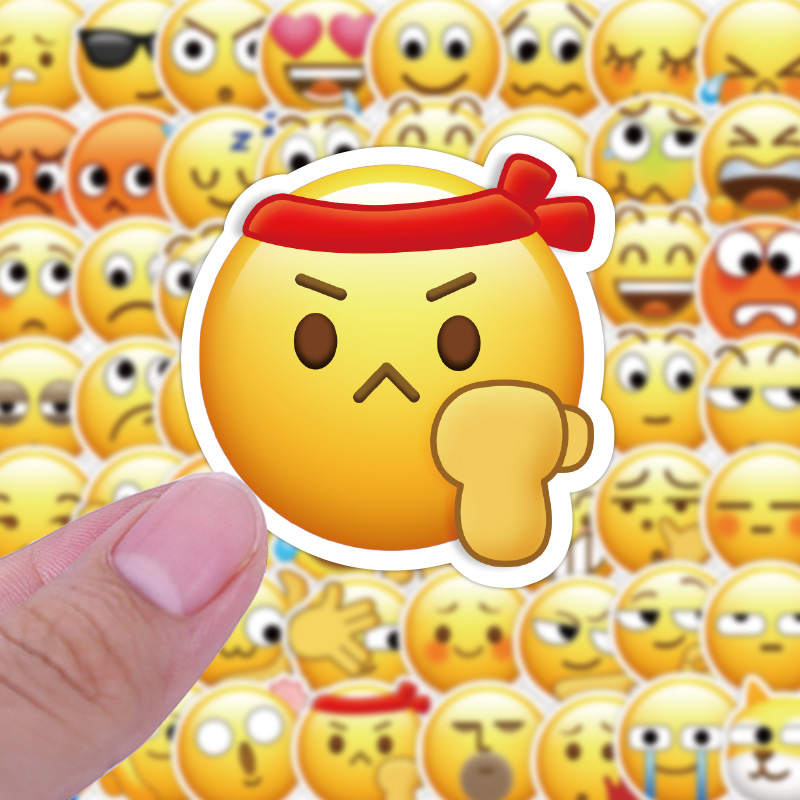 流汗黄豆贴纸迷你 60张微信emoji表情包贴纸黄豆流汗创意水杯笔记本