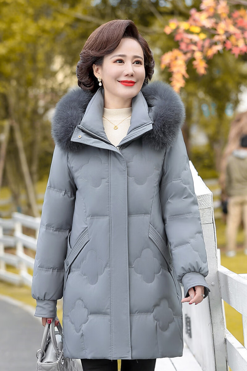 秋冬季羽绒服50岁中年女中长款妈妈装冬季新款时尚韩版棉衣40岁50大码