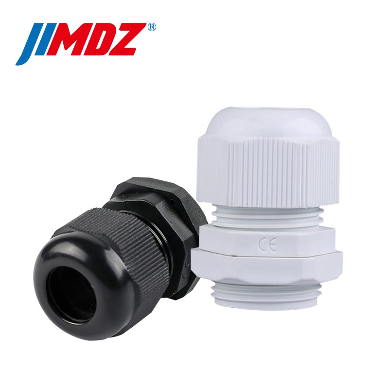 JIMDZ 防水接头 尼龙电缆接头塑料电缆密封填料函固定头穿线葛兰头M12/M16M20 M12*1.5 100只