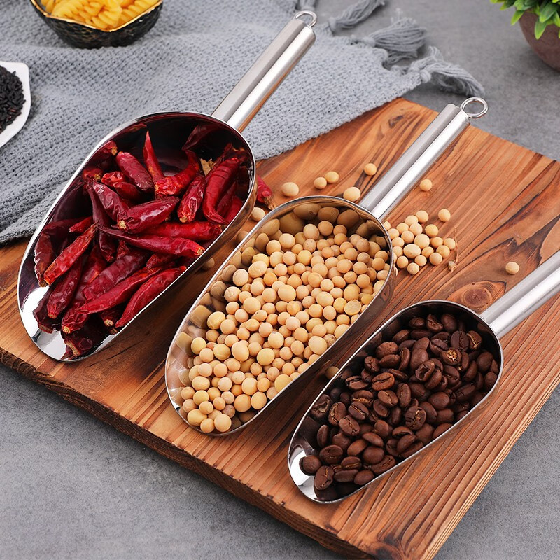 伊莎玛201不锈钢冰铲加厚粮食咖啡食品铲家用厨房干果茶叶铲子米 1号(865ml)适铲米干粮【201钢】