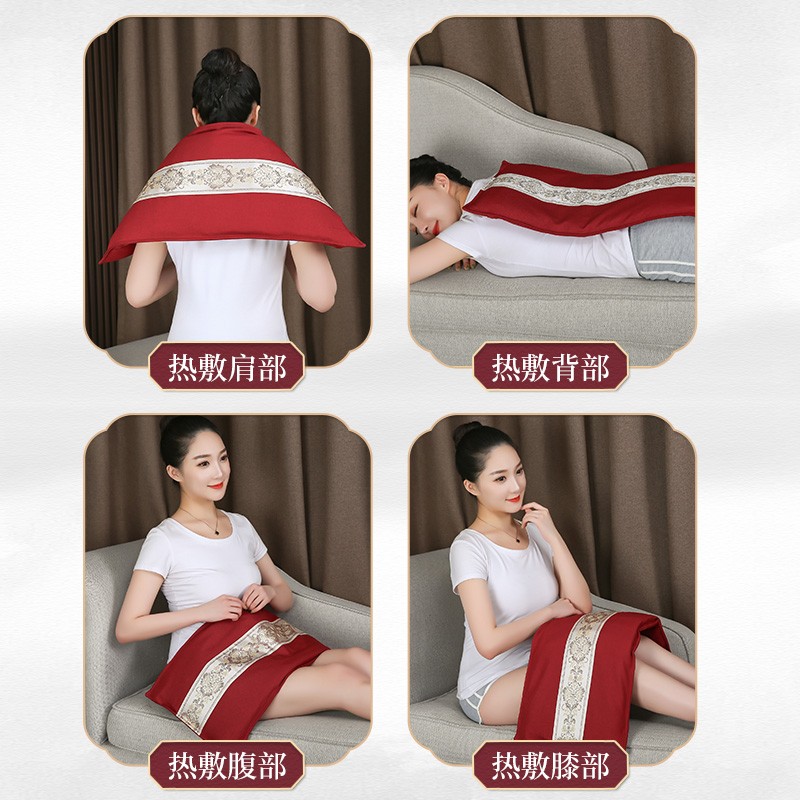 俞兆林电加热盐袋 加大盐包 粗盐海盐热敷包热敷袋 家用理疗袋 护腰膝 棉麻红加长加宽80*33【纯海盐包】