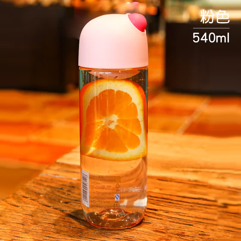 茶花（CHAHUA）水杯女简约清新森系可爱儿童学生便携塑料运动防摔tritan杯子 Tritan可爱粉 540ml