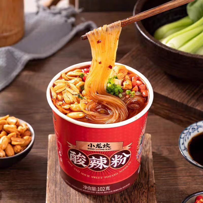 小龙坎酸辣粉金汤肥牛正宗重庆红薯粉丝米线方便速食冲泡即食桶装 经典红汤酸辣粉6桶 无规格