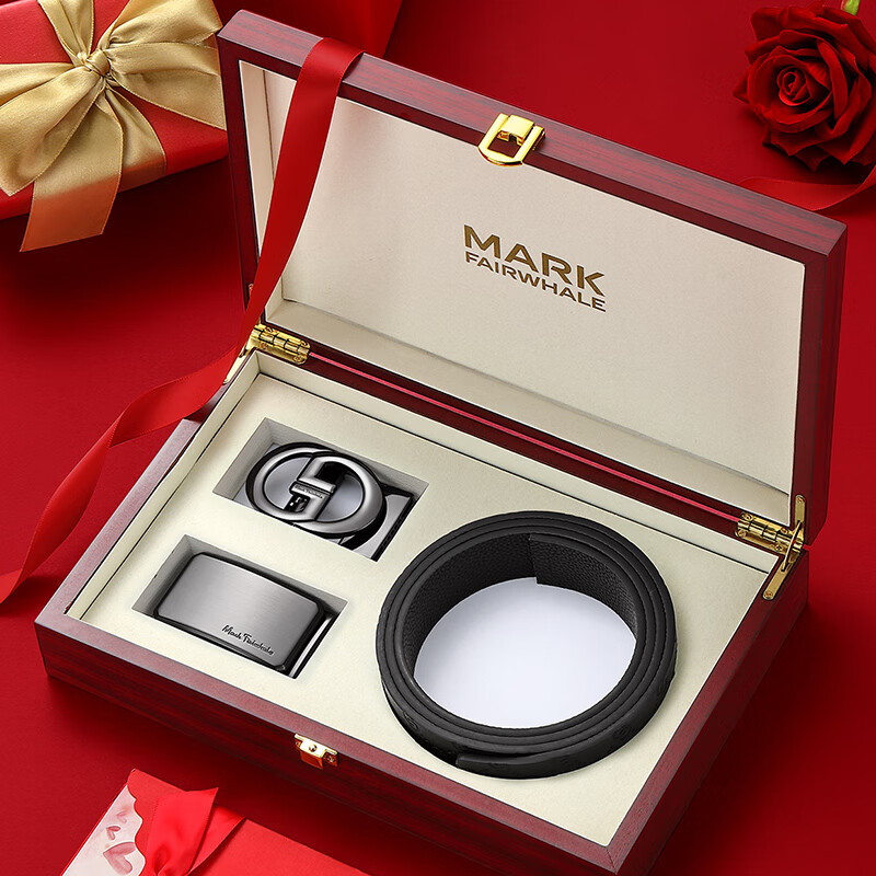马克华菲男士皮带男真皮自动扣双扣头礼盒裤腰带男生日礼物送男友送老公