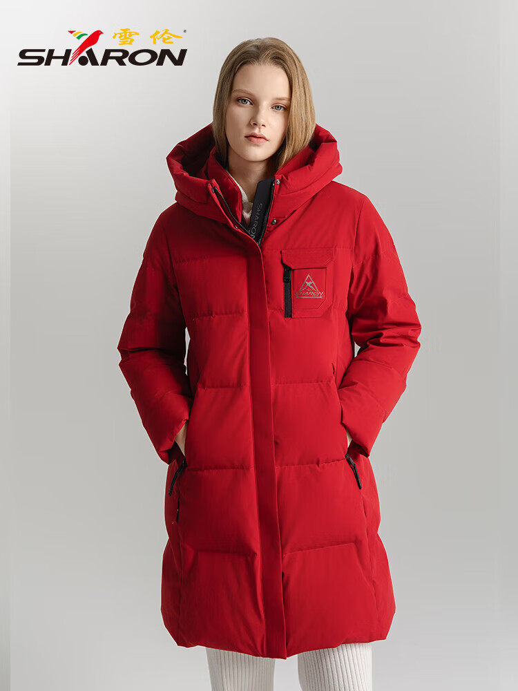 雪伦反季羽绒服女中长款连帽休闲百搭秋冬休闲通勤风 玄青黑 XL