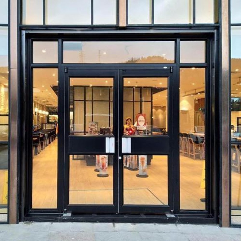 京诚恒达肯德基门厂家定制店铺门玻璃门商铺门子母门地弹簧楼宇门酒店