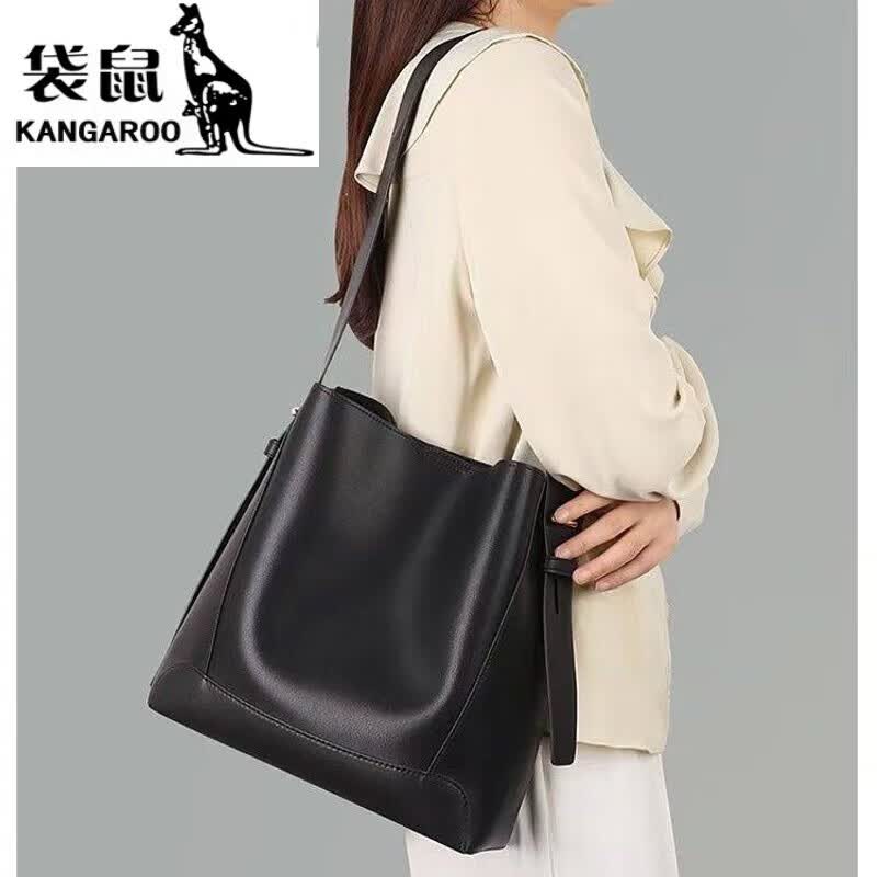 袋鼠品牌真皮女包新款洋气通勤百搭感水桶单肩斜挎包大容量包包女 黑色高性价比高么？