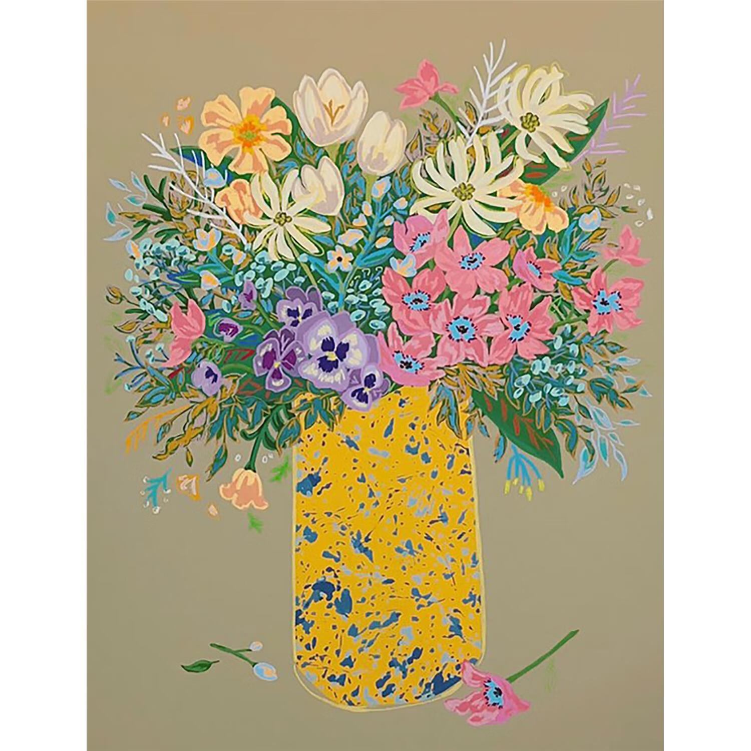 法式抽象彩色花卉手绘油画小众艺术客厅装饰画多巴胺丙烯玄 彩色花卉