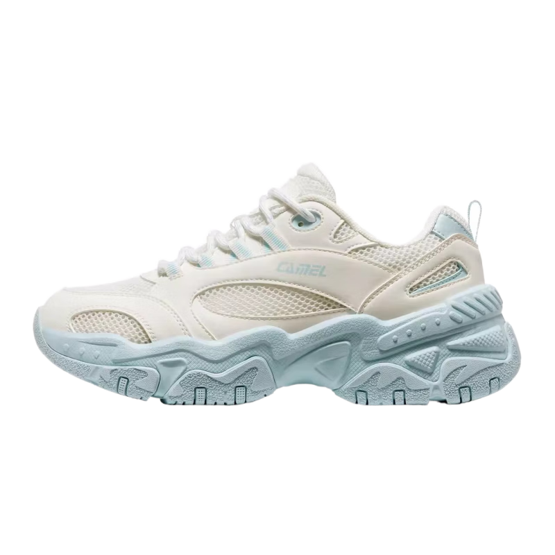 骆驼老爹鞋女[星海]舒适软底休闲增高厚底休闲鞋 X24B097009，奶白色/蓝 38