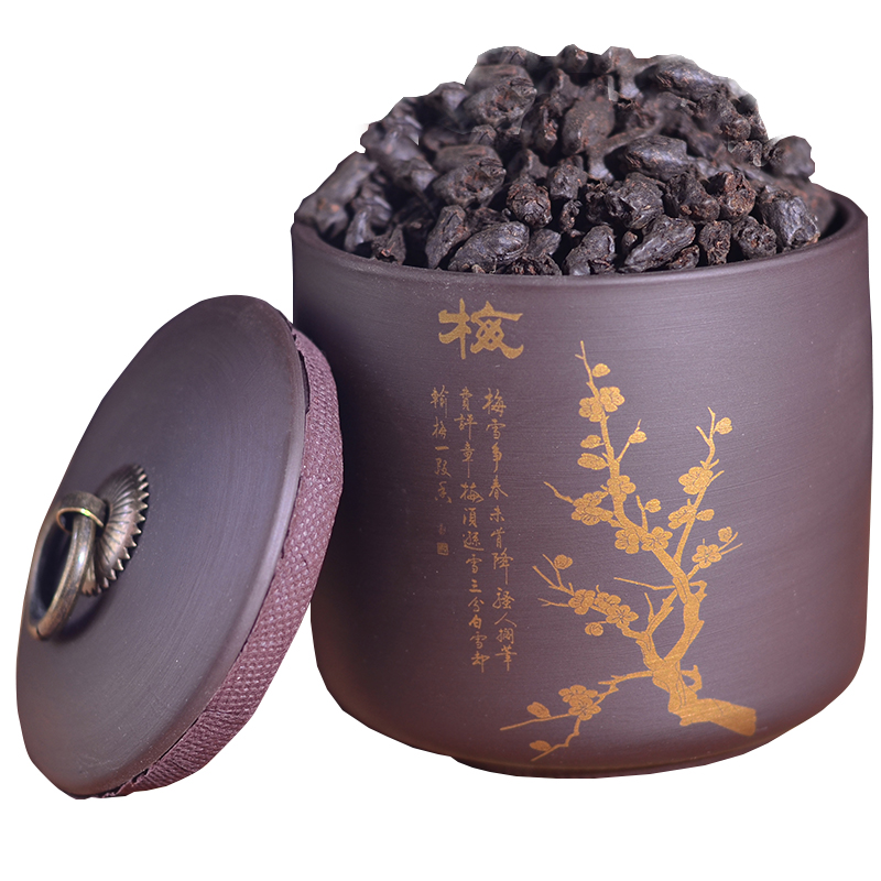 正廷普洱 枣香茶化石碎银子金不换普洱茶熟茶老茶头半斤紫砂罐装茶叶