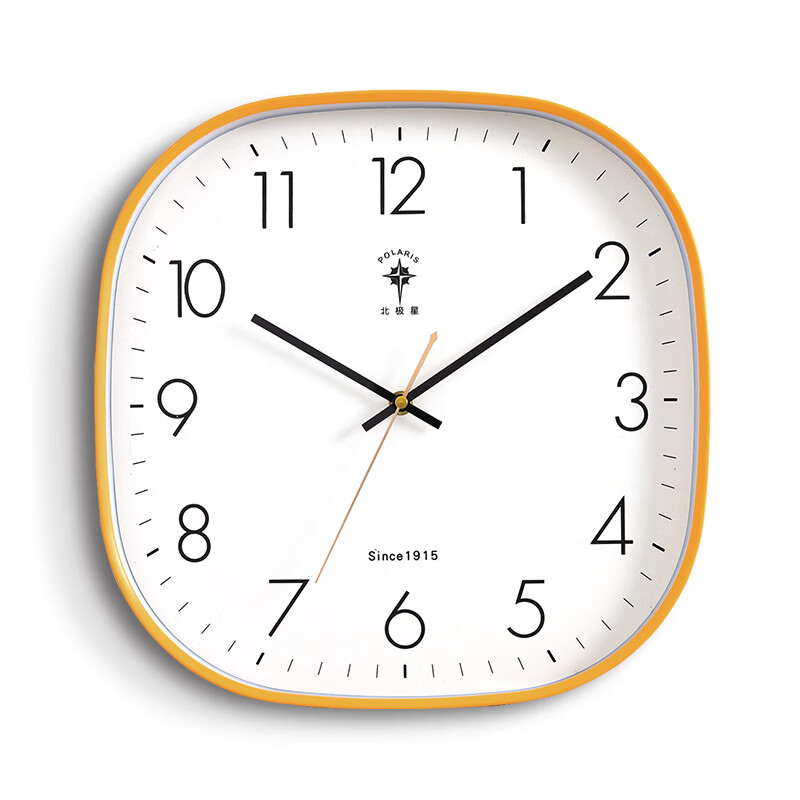 北极星现代免打孔简约挂钟时尚客厅家用方形时钟挂墙静音卧室钟表