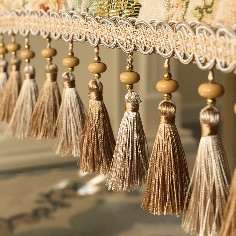 乐唯仕欧式长方形餐桌桌布轻奢高级感家用客厅茶几布布艺台布高档餐桌布 繁花似锦-米(吊穗款) 140*220cm(稍大餐桌)