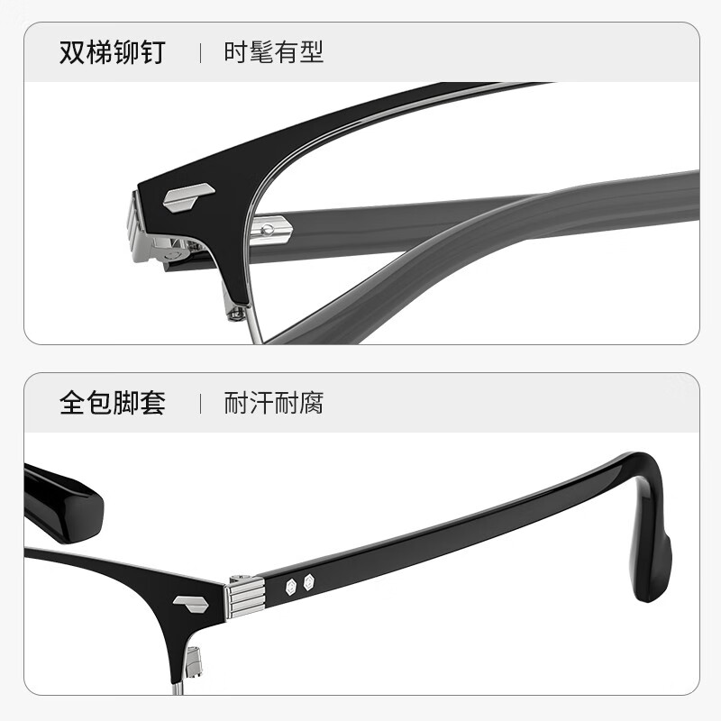 海伦凯勒(HELEN KELLER)近视眼镜男商务方框防蓝光H26129/H82078 H82078-C1M-2(2023升级款)