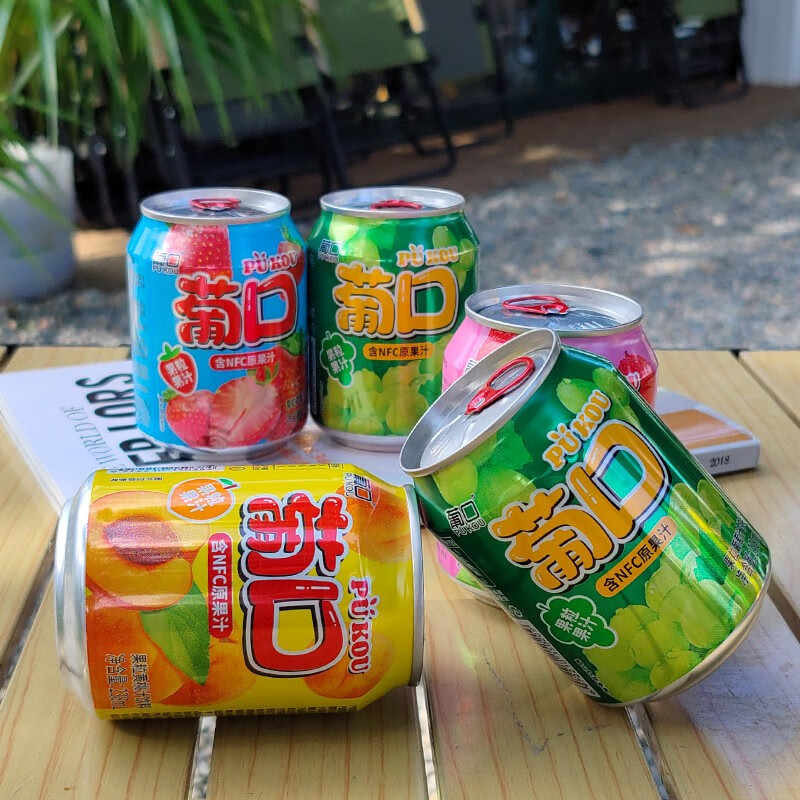葡口（pukou）果肉饮料含NFC果汁葡萄黄桃荔枝草莓柚子金银花混搭口味便携整箱 【葡萄3黄桃3荔枝2草莓2】238ml*10罐 日期新鲜破损包赔
