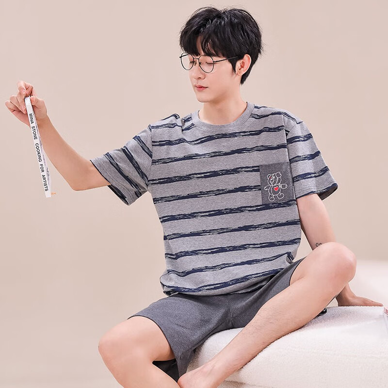 馨爱百年睡衣男士夏天短袖纯棉休闲运动薄款短裤男生家居服可外穿夏季套装 2193QH XXXL使用感如何?