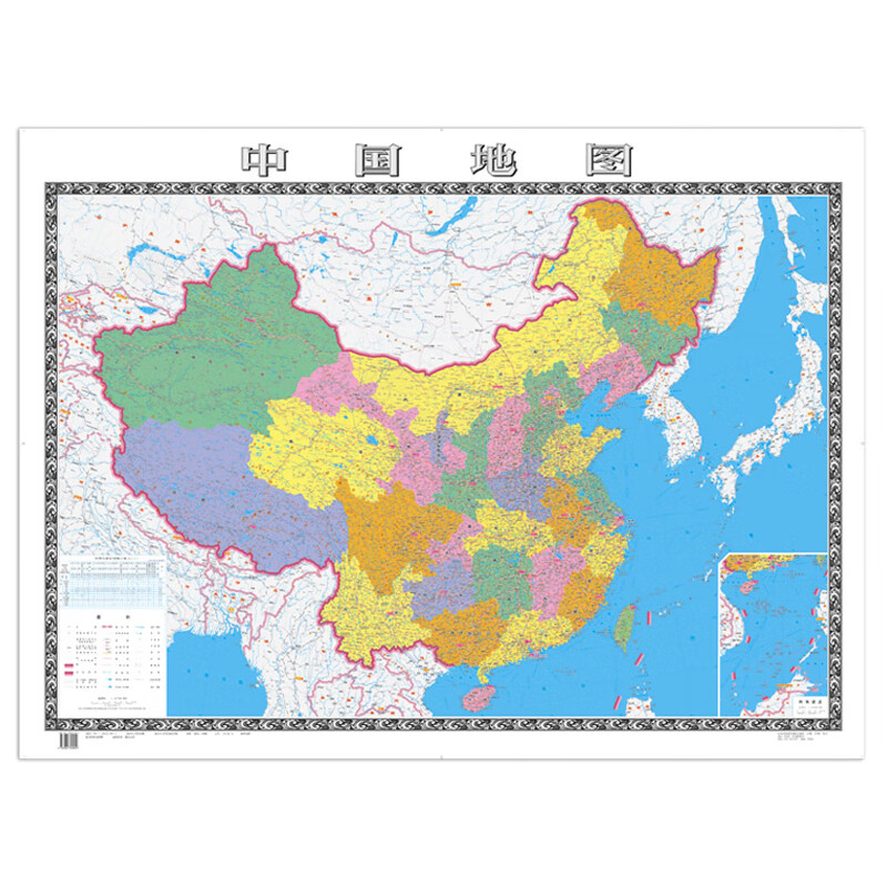 2021全新精装版 中国地图贴图 约1.5米*1.1米地图 办公室商务会议家用 双面覆膜防水无拼接