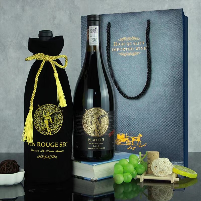 铂尔顿 法国进口16度赤霞珠红酒整箱 金翼天使干红葡萄酒礼盒装 送礼 【金翼天使】2瓶+开酒器+礼袋