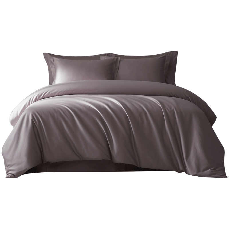 MIDO HOUSE铭都100支匹马棉高级纯棉纯色套件床上四件套-浅烟紫1.8m床笠款