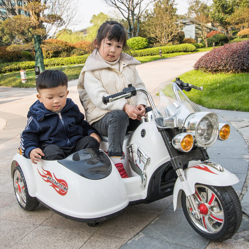 好來(lái)喜（Haolaixi）兒童電動(dòng)摩托車(chē)男女寶寶可坐童車(chē)電瓶雙座小孩玩具車(chē)三輪車(chē) 白色[遙控版]緩起步 雙驅動(dòng)