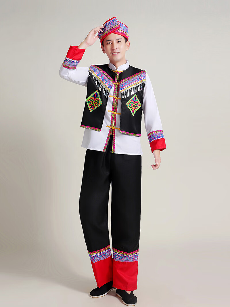 民族男苗壮彝族布依纳西傈僳哈尼仡佬族56个名族演出服装 苗族男款