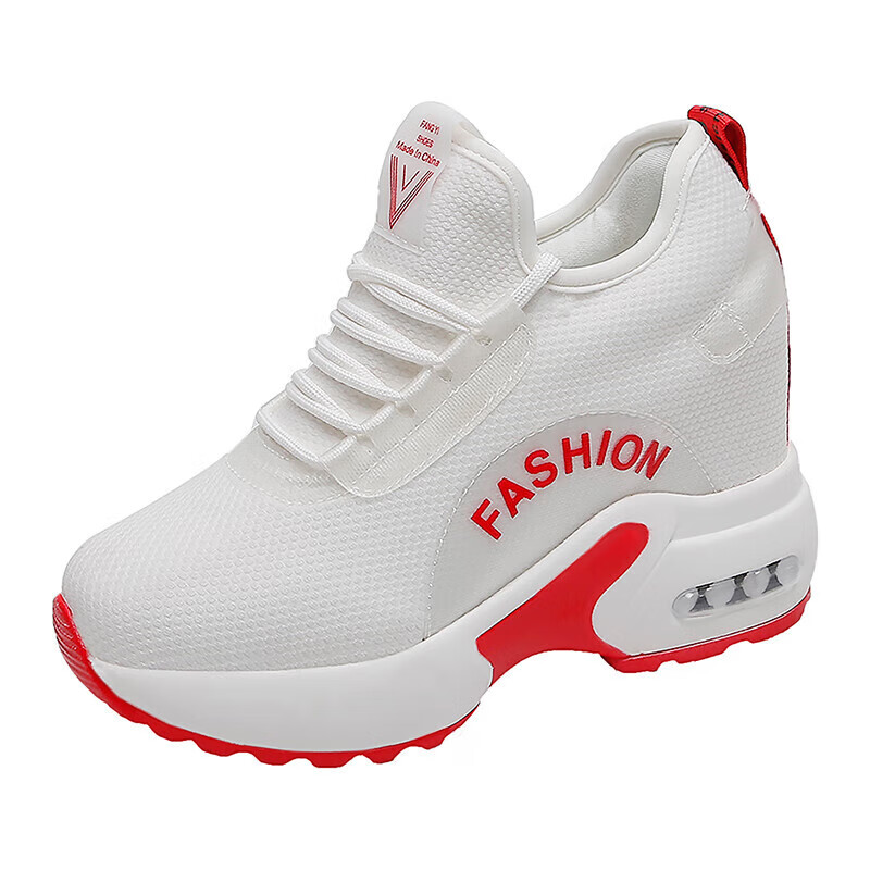 吻艺秀内增高小白鞋女夏款10厘米夏天穿的女鞋10cm坡跟夏季透气网面