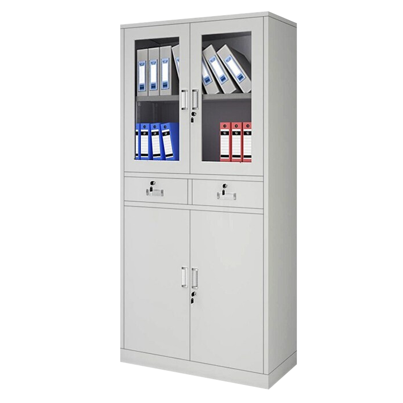 【工来工往】工来工往文件柜铁皮柜子档案柜储物柜办公资料柜办公室带锁抽屉柜中二斗玻璃加厚凭证柜中二 中二斗