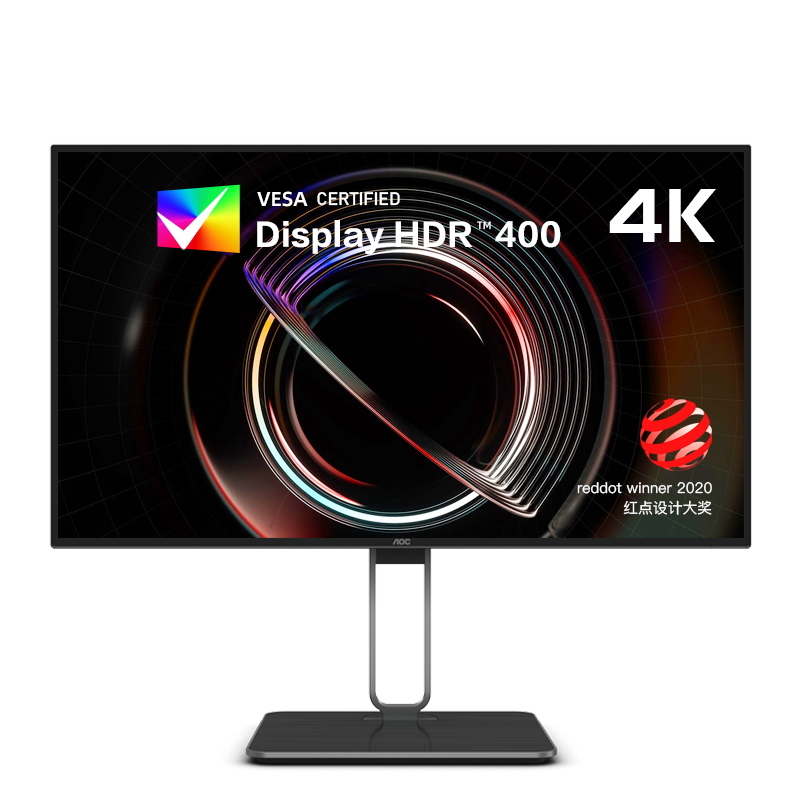 AOC电脑显示器 27英寸4K高清 90W type-c NanoIPS硬屏 HDR400 设计办公旋转升降支架U27U2S