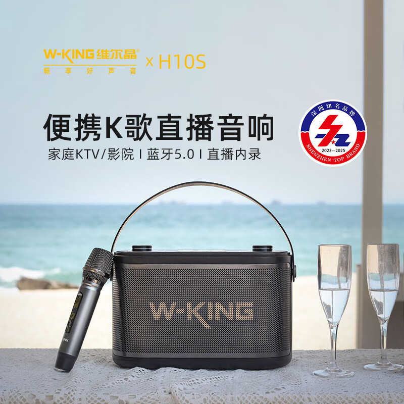 维尔晶(w-king) h10s直播音响便携唱歌蓝牙音箱乐器演奏内录外放音箱