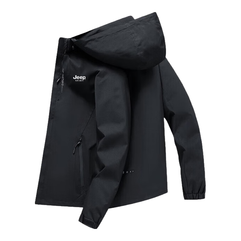 JEEP SPIRIT吉普冲锋衣男春秋季夹克外套连帽运动户外登山服 暗蓝色 XL 