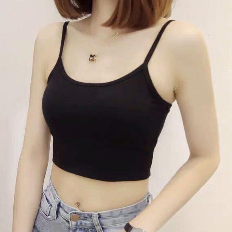 奢依君(sheyijun)莫代尔吊带背心短款少女抹胸打底衫修身学生运动露脐