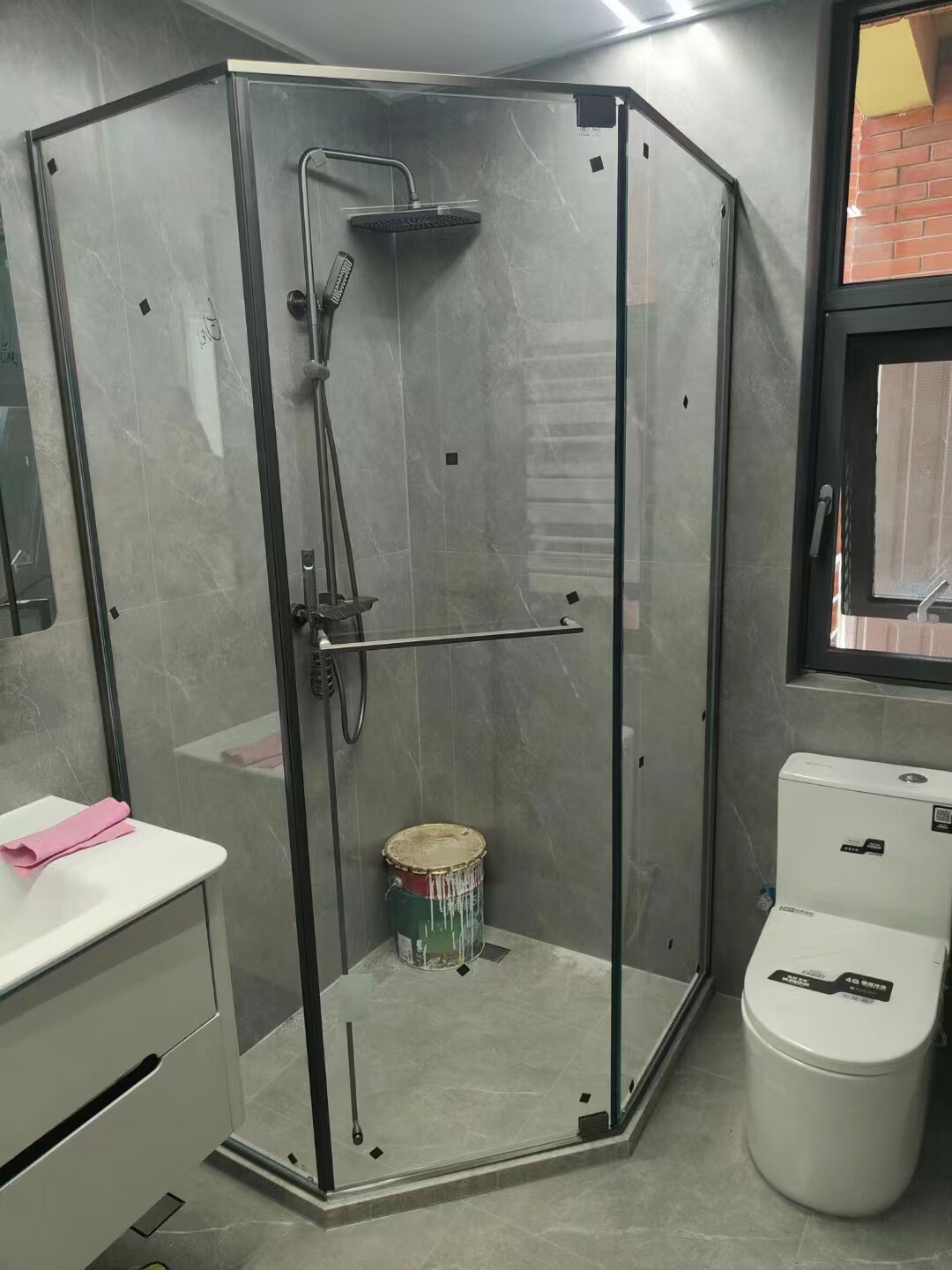 kvog卫生间钻石形淋浴房玻璃隔断非标淋浴房屏风隔断洗澡隔断304材质