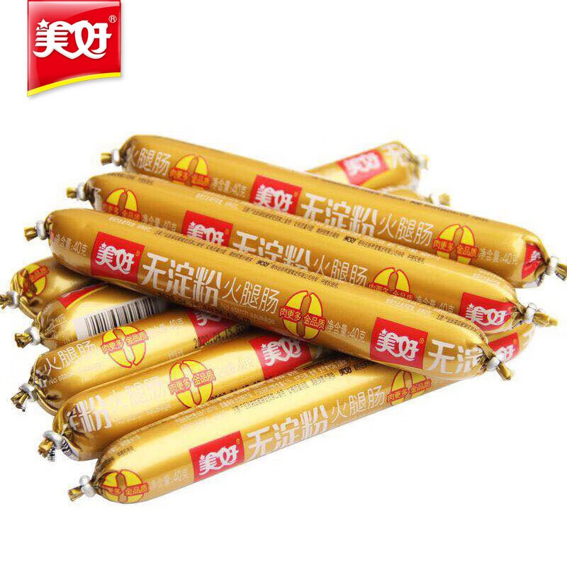 美好无淀粉火腿肠40g*10 袋装 肉肠香肠 休闲零食小吃 无淀粉火腿肠