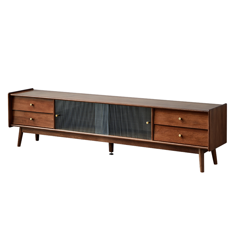 席豪实木电视柜高款家用电视桌小户型卧室主卧电视机柜原木电视柜组合 胡桃色实木电视柜1.5米