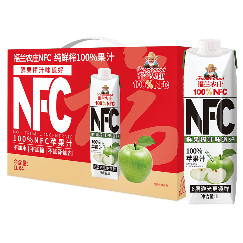 ����ũׯ NFCƻ��֭ 100%��ե��֭���� 0֬�� 1L*4ƿ �������װ 57.9Ԫ