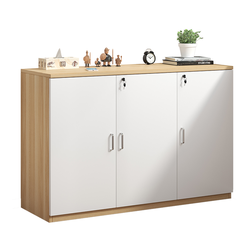 佳家林文件柜落地式带锁办公柜书房多功能储物矮柜客厅卧室收纳储物柜子 暖白色两门80cm