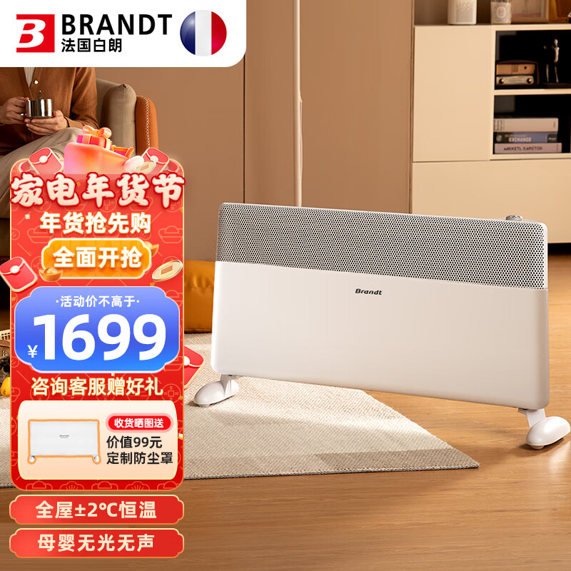 Brandt白朗 取暖器家用电暖气片 欧式快热炉全屋速热节能暖气机浴室对流式大面积恒温电暖器 A22