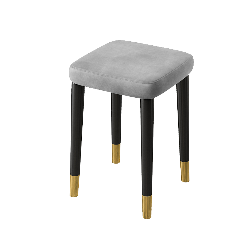 简座凳子家用小凳子板凳家用简约现代矮凳轻奢椅子可叠放客厅创意方凳 金腿浅灰色科技布款