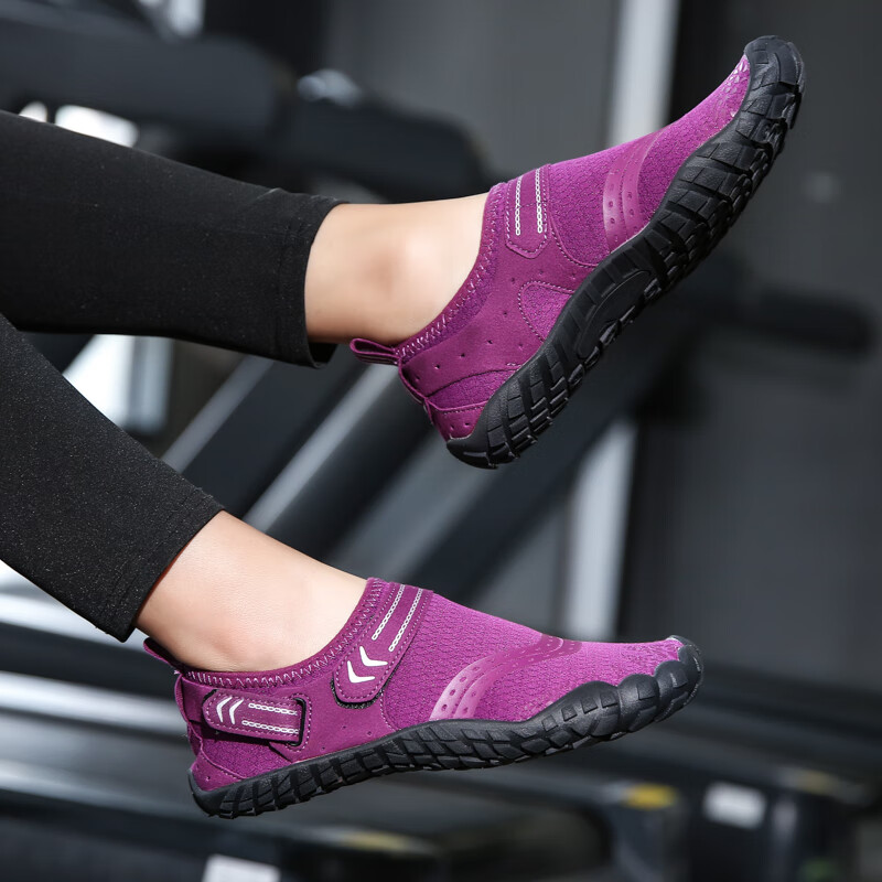 迈卡侬室内健身鞋男跑步机鞋专用跳绳鞋女瑜伽训练深蹲鞋软底静音减震 紫色 38 （相当于39码运动鞋）